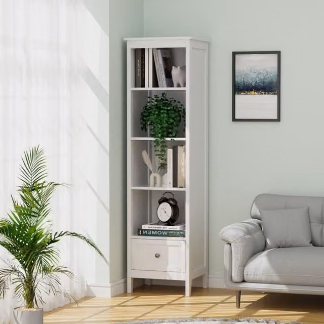 Livingandhome Modern White Tall Wooden Cabinet