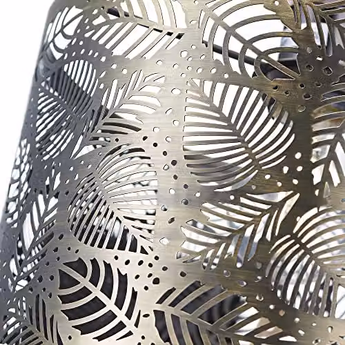 Happy Homewares Metal Pendant Light Shade with Fern Leaf Decoration in Gold/Brass, Diameter: 25 cm – 5