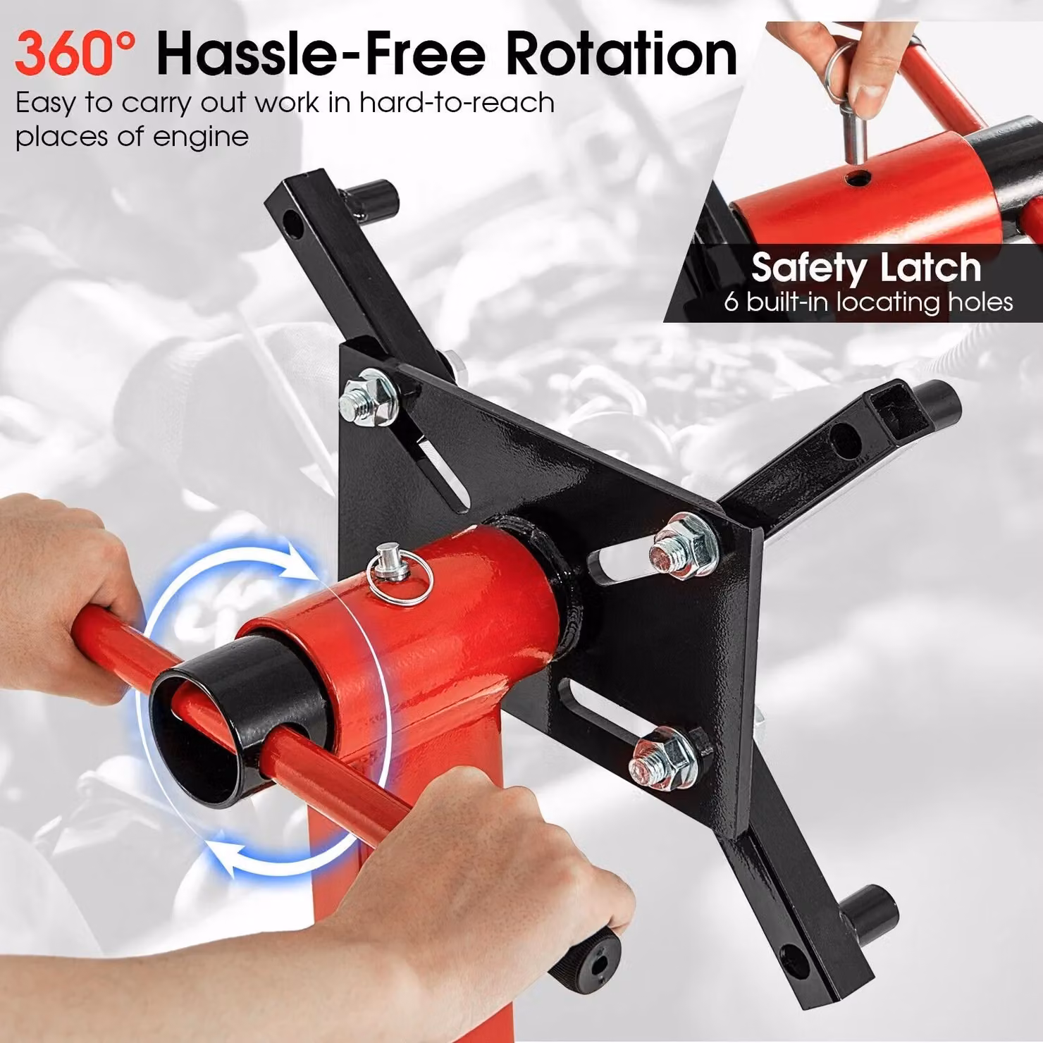 Gymax Heavy Duty Engine Stand with 340kg Capacity in Red – 4