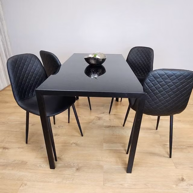 Kosy Koala Modern Black Rectangular Glass Dining Table Set with 4 Chairs