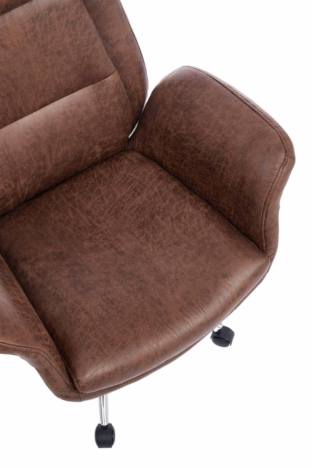 Garden Sanctuary Mid-Century Executive Office Chair with Armrests in Brown Synthetic Leather – 2