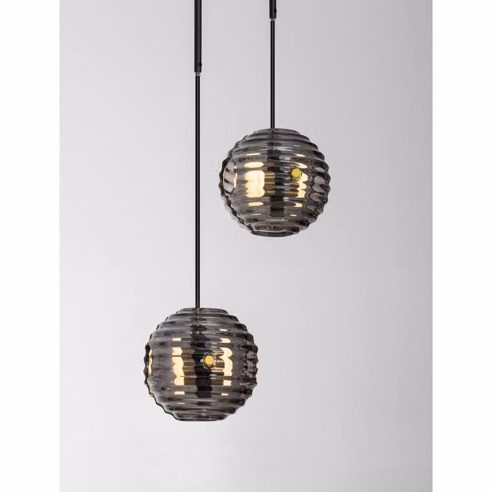 Netlighting Las Globe LED Pendant Light in Black, Gold/Brass or Grey with 20W Warm White 3000K Output – 3