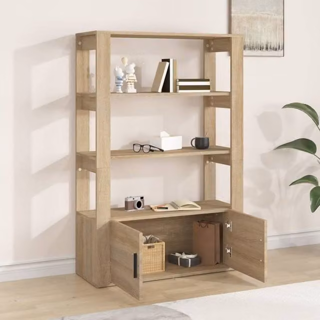 Berkfield Home Sonoma Oak Sideboard in Light Oak, W/D/H: 80 x 30 x 119.5 cm