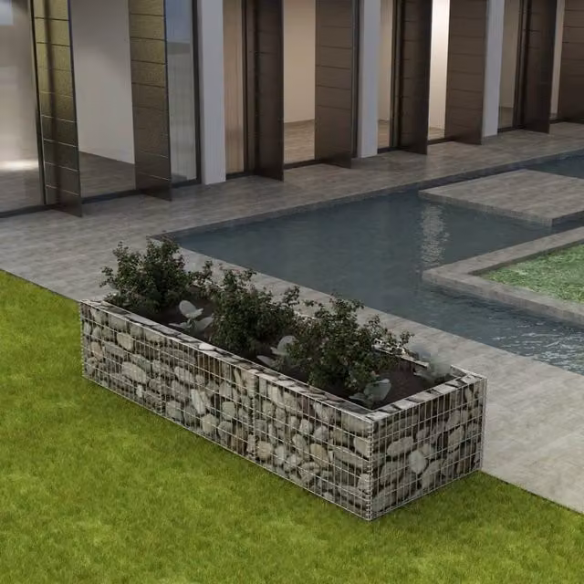 Berkfield Home Silver Galvanised Steel Gabion Raised Bed W/D/H: 270 x 90 x 50 cm