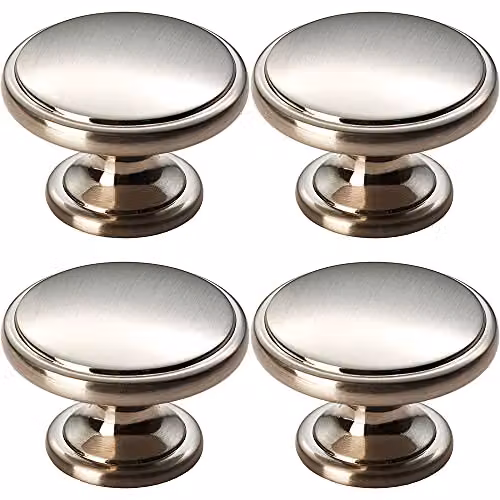 Loops 4 Pack Ring Domed Cupboard Door Knobs in Brushed Silver – 1
