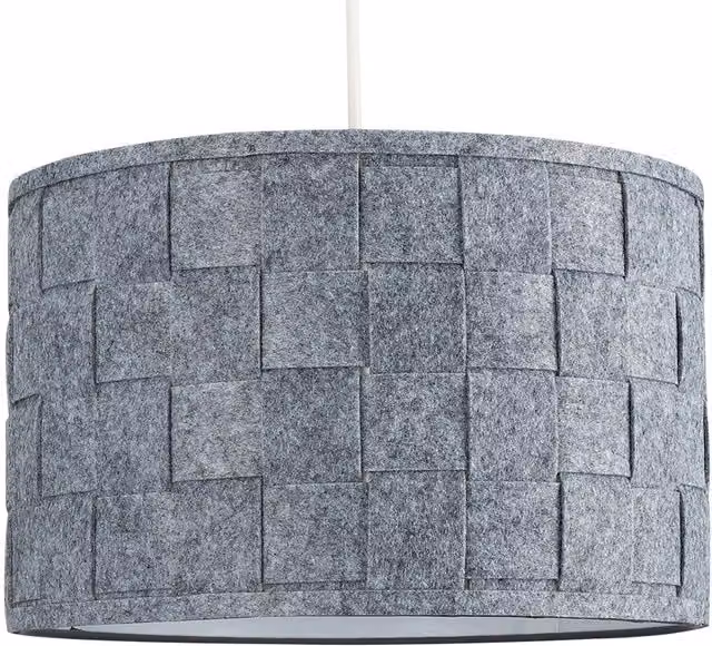 ValueLights Modern Grey Felt Weave Cylinder Ceiling Pendant Drum Light Shade