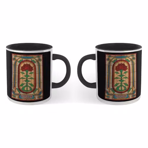 Zavvi Official Stranger Things Stained Glass Window Ceramic Mug in Black