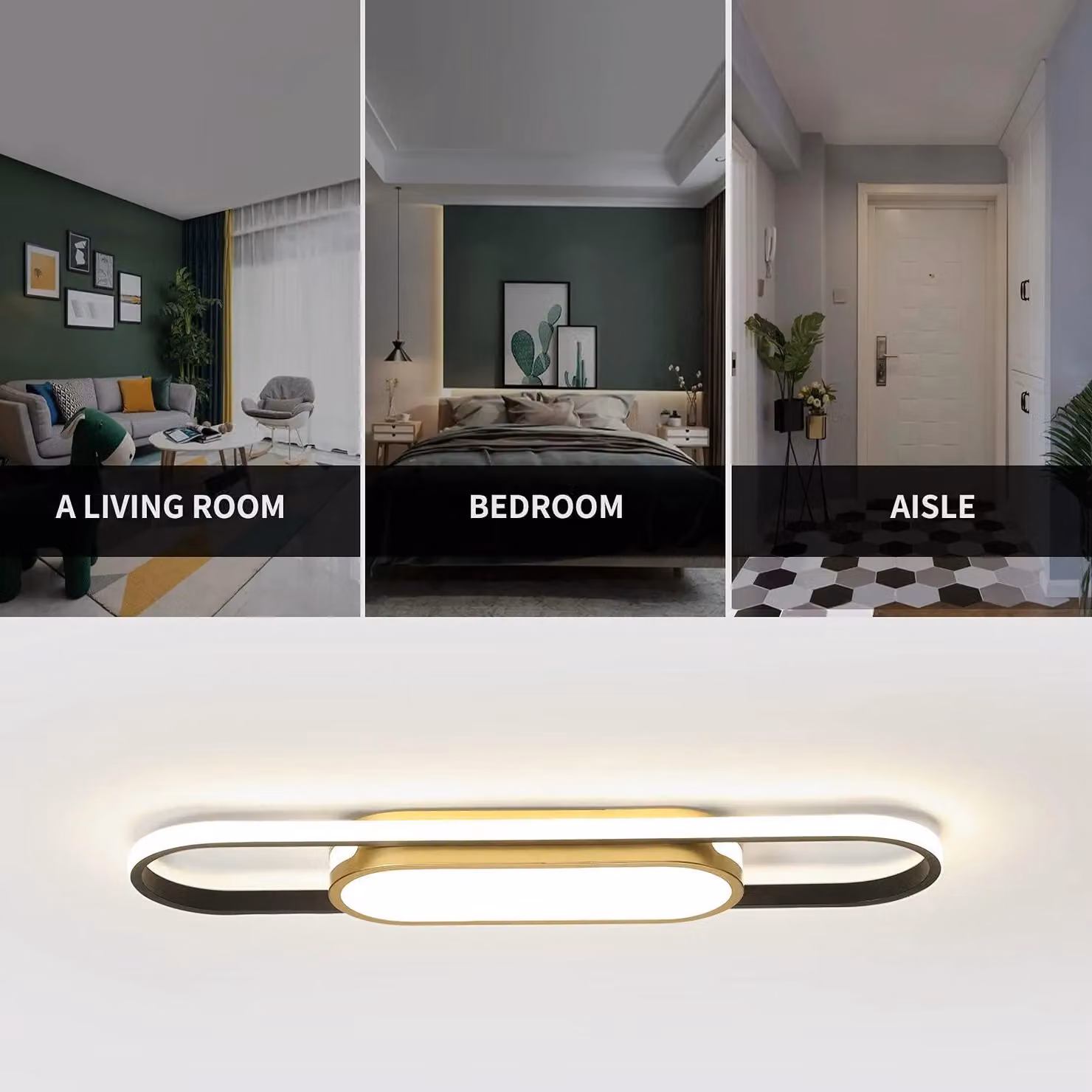 Garwarm Modern Dimmable Linear LED Ceiling Light with Remote Control in Black – 5