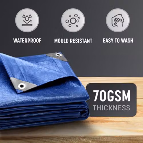 Keplin Waterproof Tarpaulin Cover Sheet, Blue, 2 x 3 m – 3