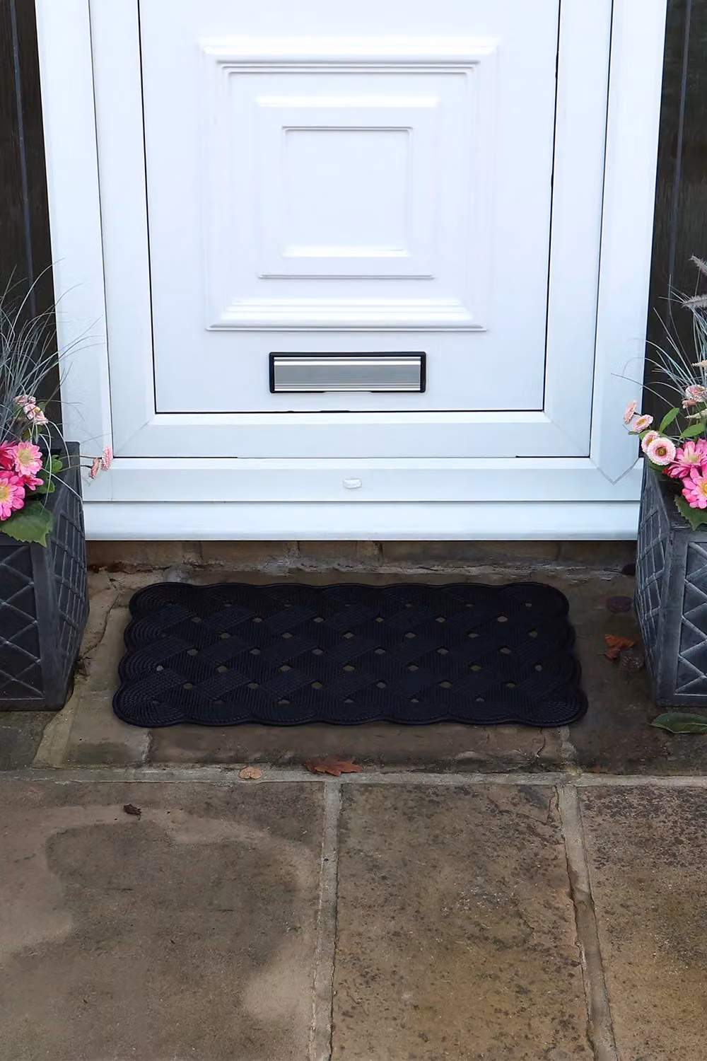 JVL Trellis Rubber Scraper Doormat, Black, W: 40 cm, D: 70 cm – 6