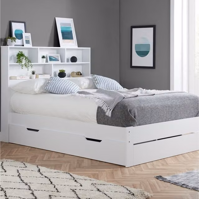 Birlea Alfie Small Double Storage Bed with Drawers, White, W/D/H: 120 x 200 cm