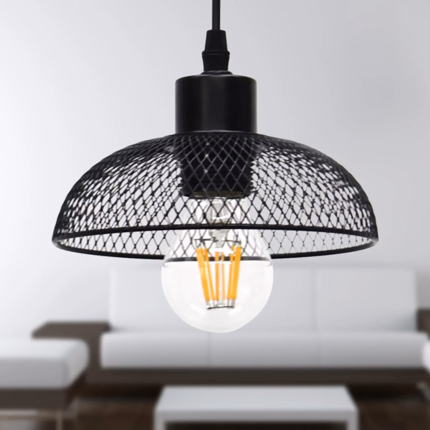First Choice Lighting Cassidy Set of 2 Small Black Metal Mesh Cylinder Pendant Shades – 4