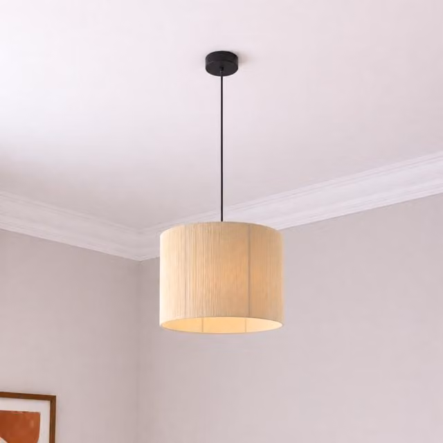 CGC Kerra Cream Fine Cotton String Large Drum Lampshade - Cream