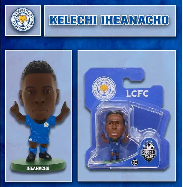 SoccerStarz Leicester City FC Kelechi Iheanacho Home Kit Mini Figure, Blue, Height: 5 cm