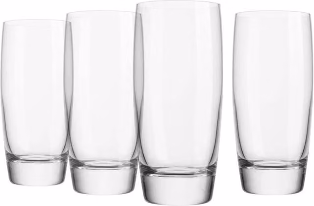 Meyer Michelangelo Set of 4 Geometric Glass Tumblers, 435 ml, Transparent