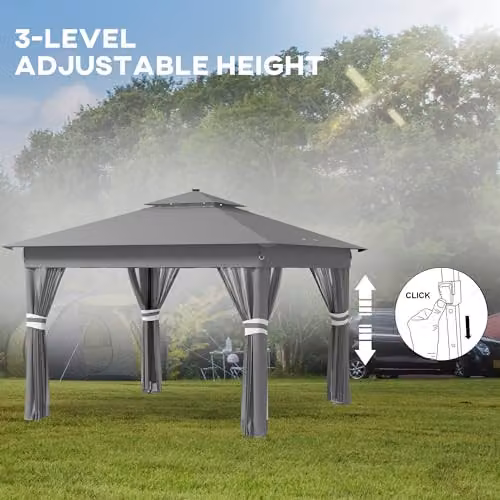 Outsunny Grey Pop Up Gazebo with Metal Frame, W: 336 cm, D: 336 cm, H: 270 cm – 5