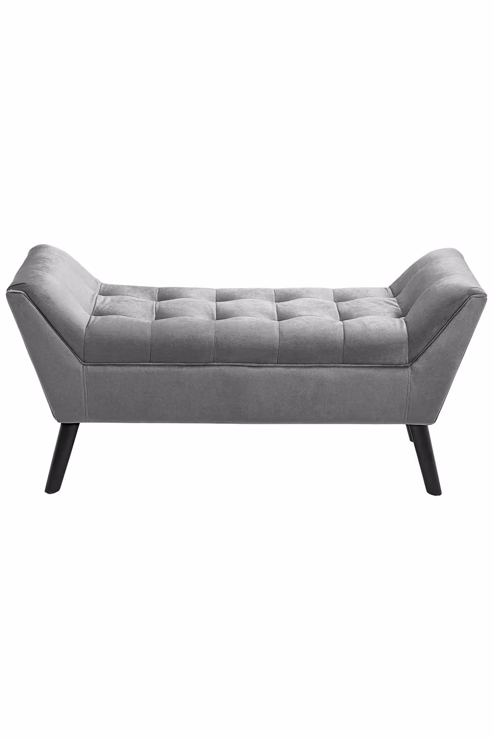 Living and Home Tufted Velvet Buttoned Bench with Raised Arms in Grey – 2