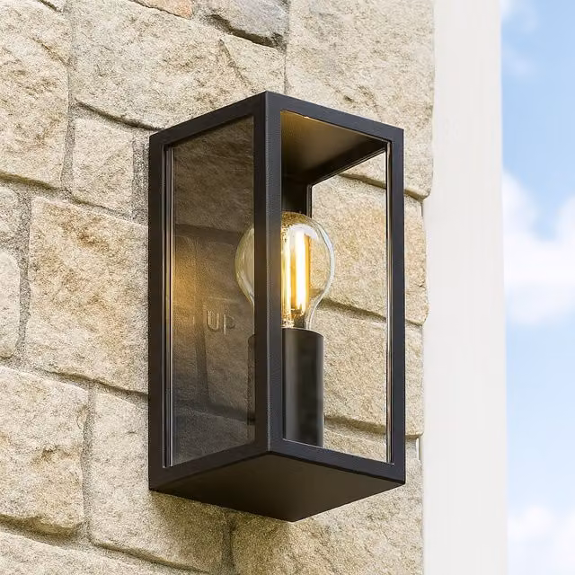 CGC Lighting Marina Outdoor Wall Lantern in Black with Transparent Diffuser