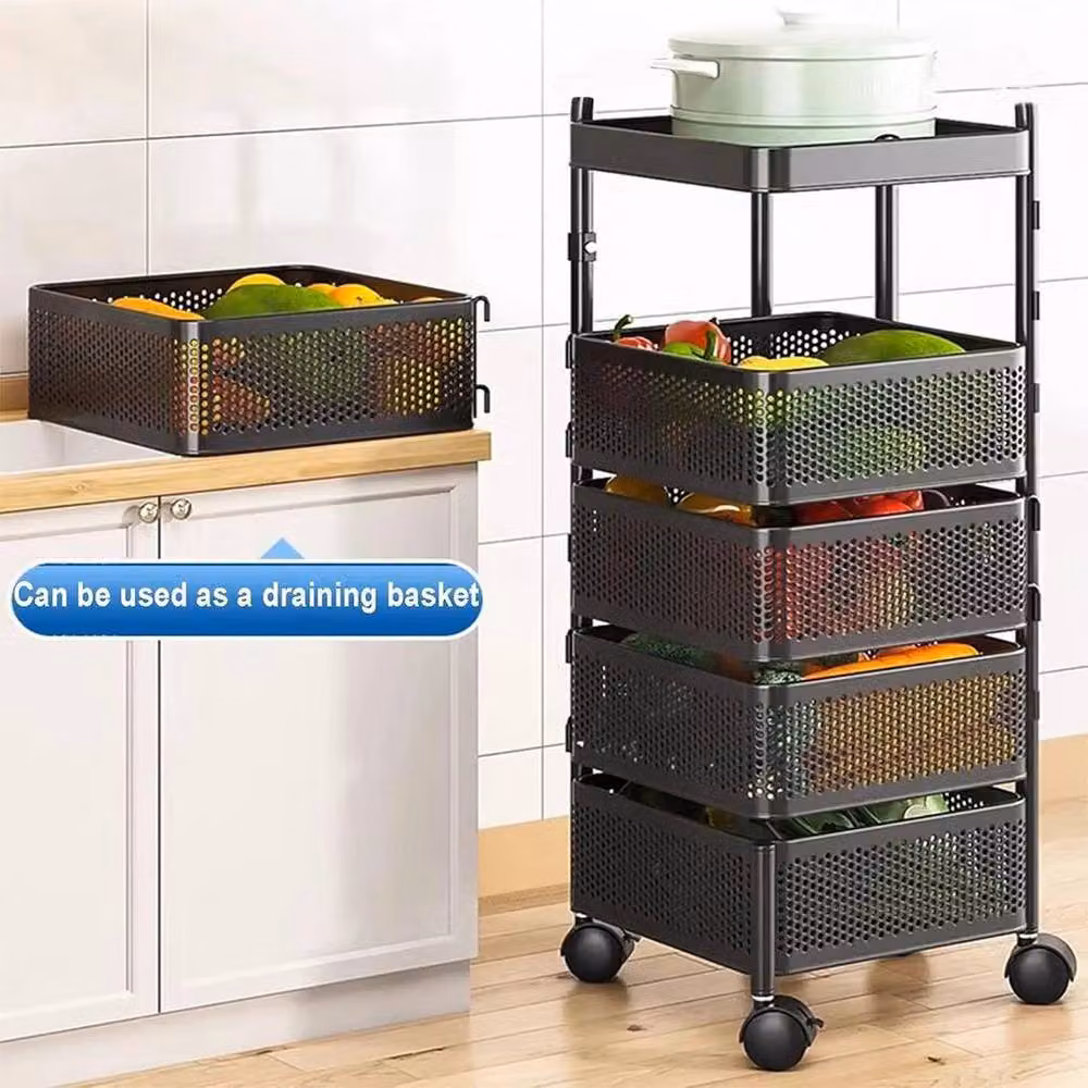 EONLION 4 Tier Rotating Kitchen Storage Trolley Cart in Black – 2