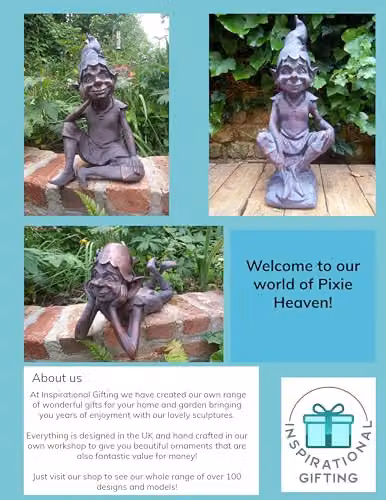 Inspirational Gifting Bronze Pixie Laying Garden Sculpture Resin Ornament – 4