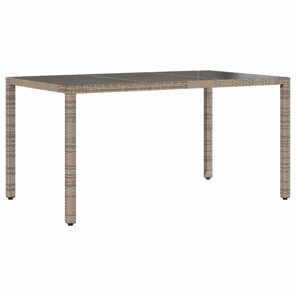 Berkfield Home Grey Poly Rattan Garden Table with Glass Top W/D/H: 150 x 90 x 75 cm – 2