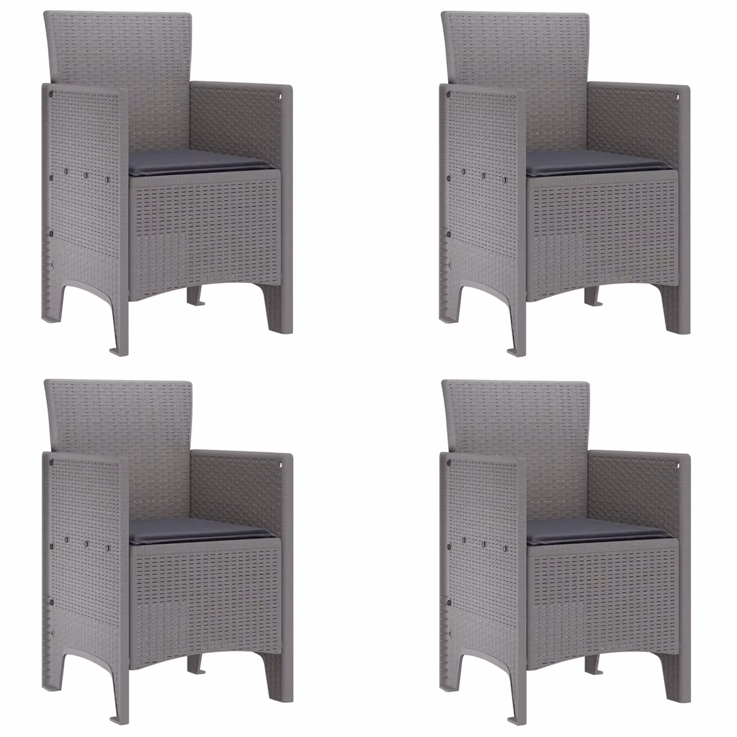 Berkfield Home Set of 4 Modern Poly Rattan Garden Chairs with Cushions in Anthracite Grey – 2