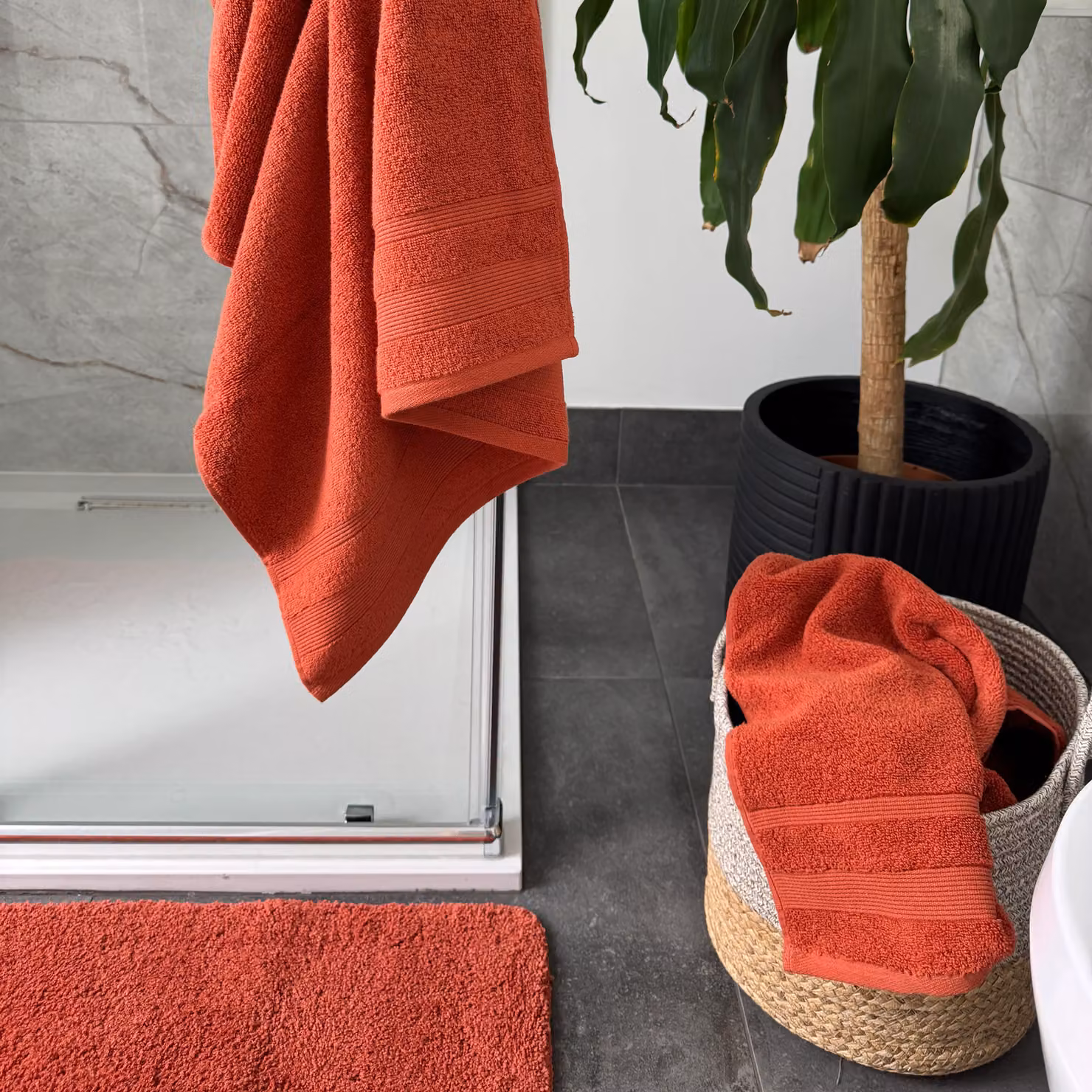 Allure Bath Fashions Pack of 2 Fluffy Cotton Hand Towels with Border in Terracotta, W: 50 cm, H: 85 cm – 4