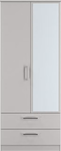 Ready Assembled 2 U Cornwall 2 Door 2 Drawer Mirror Wardrobe in Light Grey