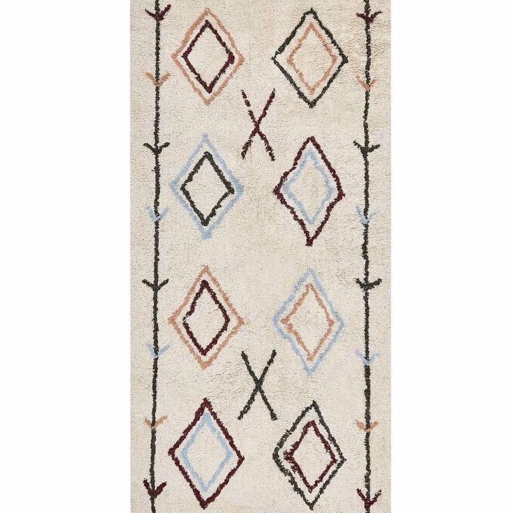 Wyld and Coco Hand-Tufted Multicolour Cotton Mosaic Boho Rug in Beige, W: 80 cm, L: 150 cm – 2