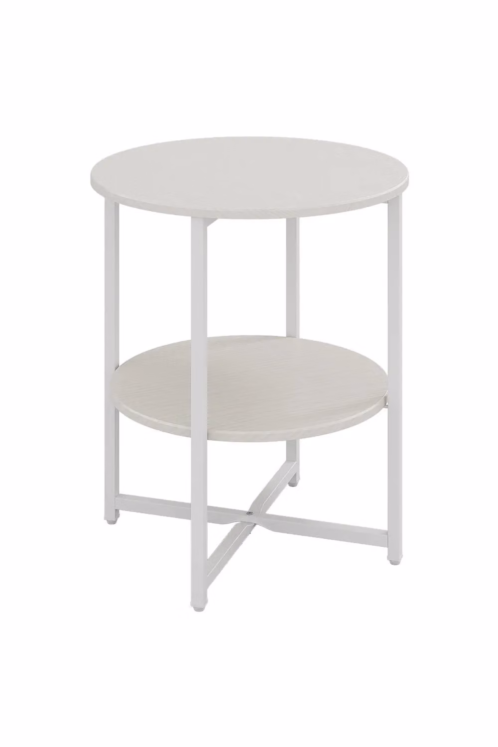 Livingandhome White Small Round 2-Tier Coffee Table – 2