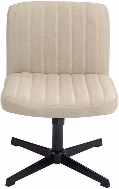Hinsinc Beige Armless Fabric Task Chair with Padded Upholstered Seat and 360 Degree Swivel for Home Office – 1