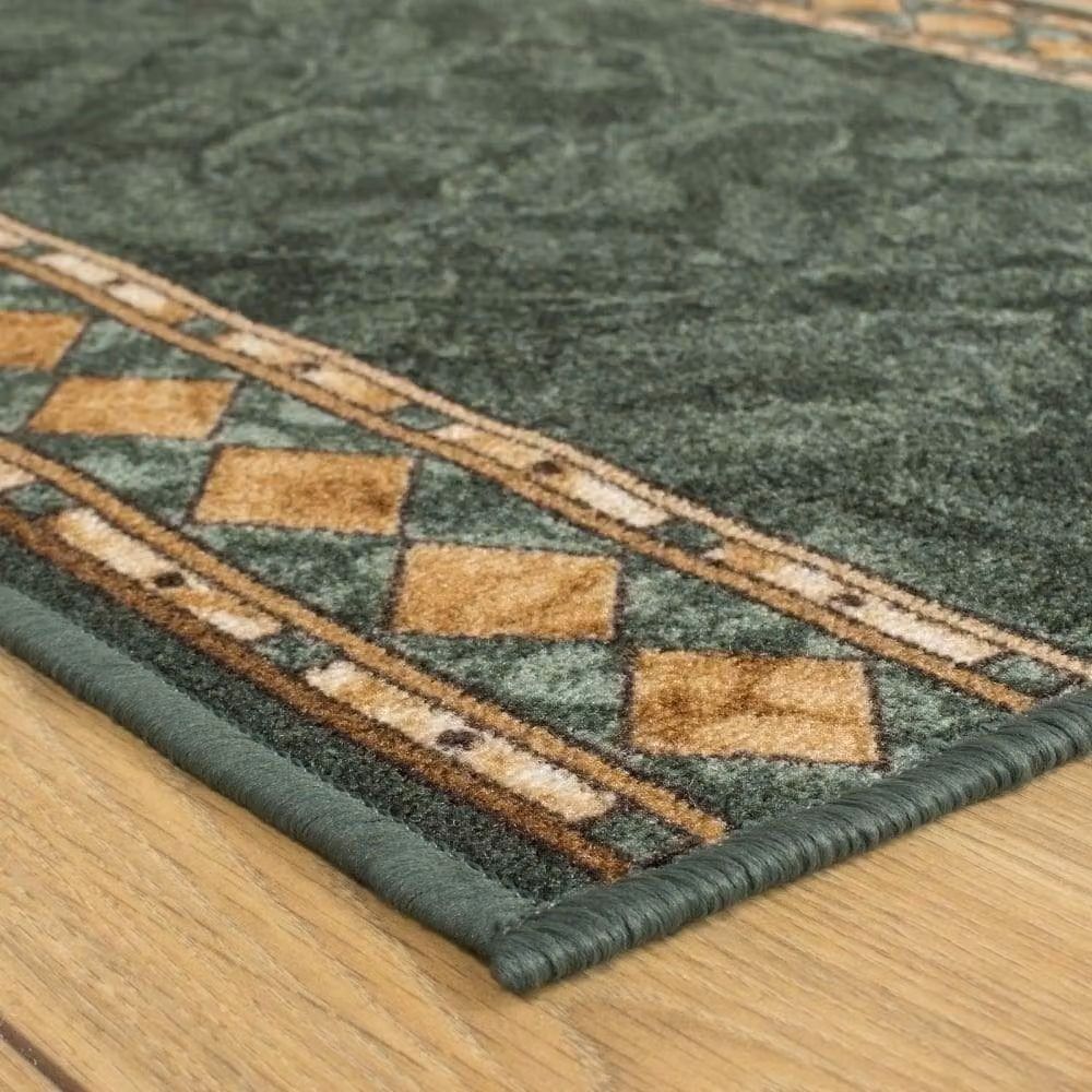 runrug Cheops Green Hallway Runner Rug, Non-Slip and Hardwearing, W: 100 cm, L: 390 cm – 3
