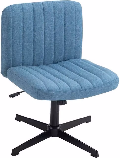 Hinsinc Blue Fabric Armless Task Chair with 360 Degree Swivel and Castors
