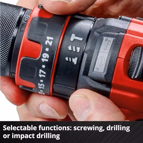 Einhell Power X-Change 18V Cordless Impact Drill Driver Kit with Battery and Charger, 44Nm, Red and Black – 4