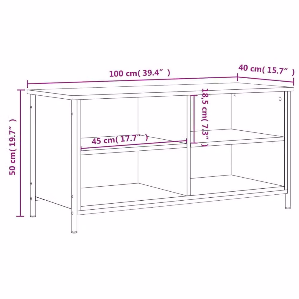 Berkfield Home Grey Sonoma TV Cabinet in Engineered Wood W/D/H: 100 x 40 x 50 cm – 5