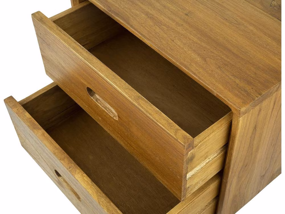 Vente-unique PONIDA 2-Drawer Bedside Table in Light Oak Mindi Wood – 3