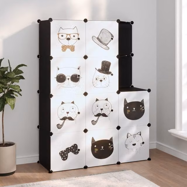 Berkfield Home 10 Cube Storage Cabinet for Kids in Black