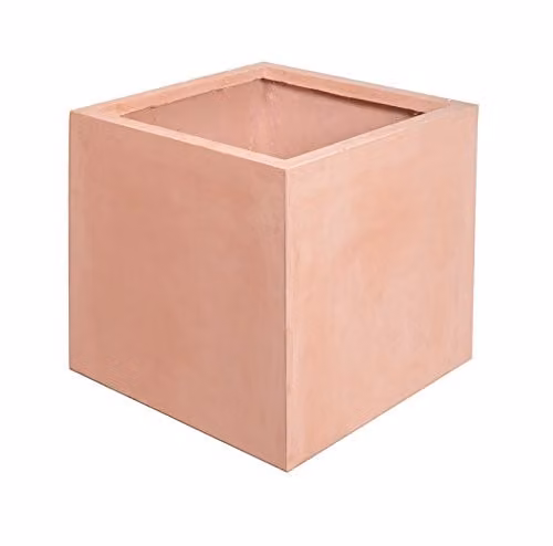 Primrose Terracotta Fibre Cube Planter Tub, Brown and Orange, W/D/H: 30 x 30 x 30 cm