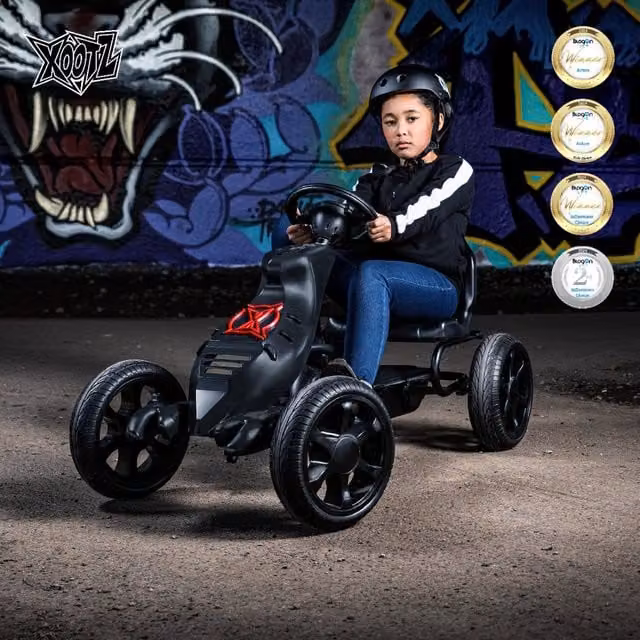 Xootz Venom Kids Ride-On Pedal Go Kart in Black and Red
