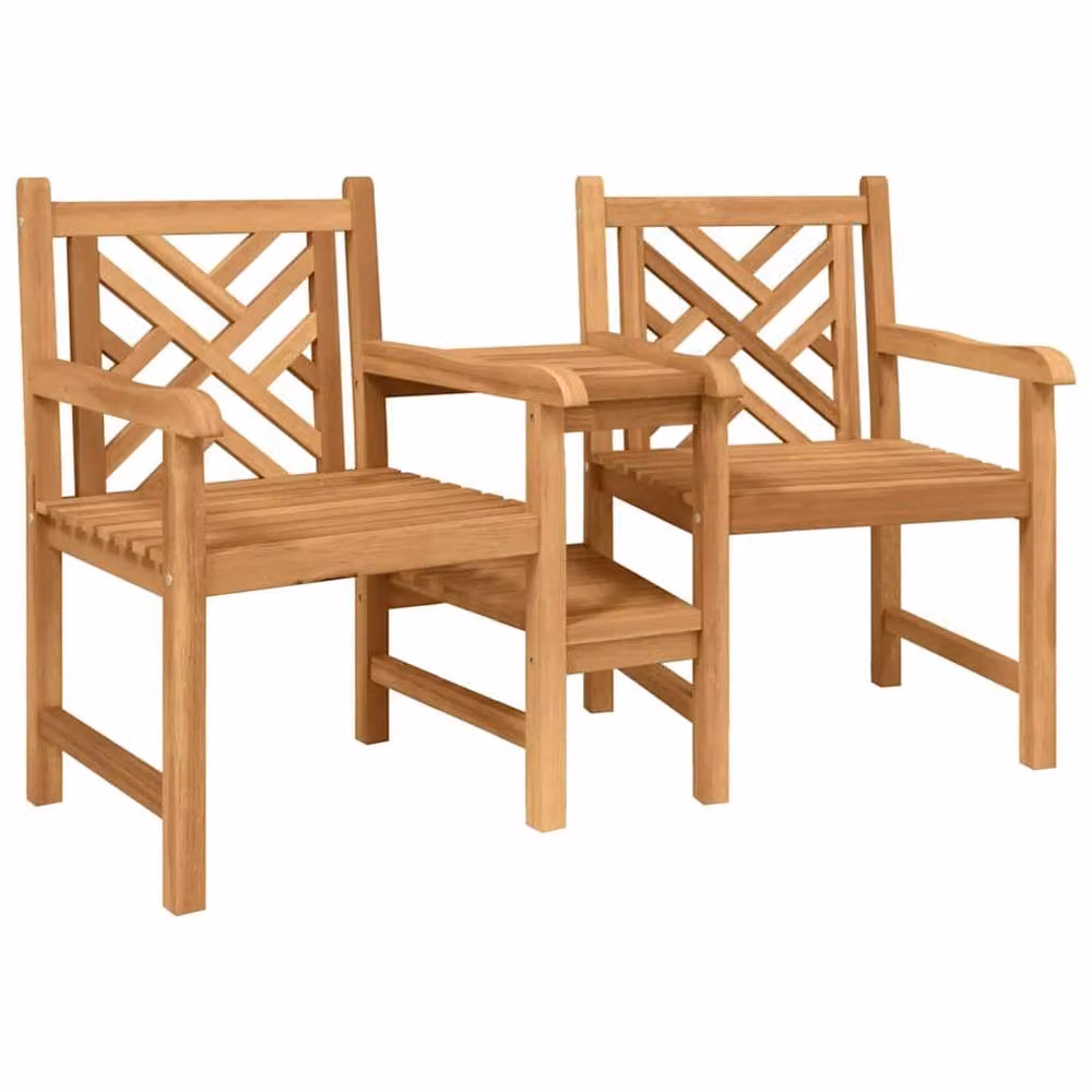 Berkfield Home Outdoor Lattice Shelf Storage Chairs in Brown Solid Teak Wood – 2
