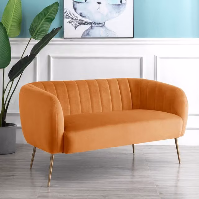 Artemis Home Matilda 2 Seat Orange Velvet Fabric Sofa