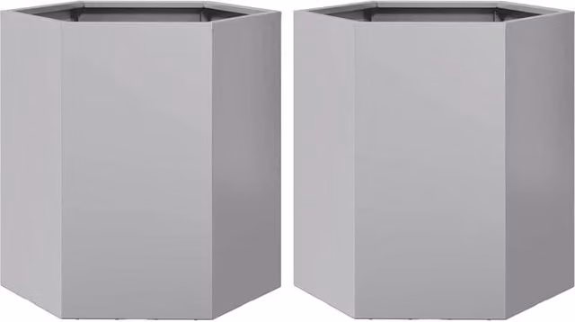 Berkfield Home Garden Hexagon Planter Set of 2, Galvanised Steel, Silver, W: 46 cm, D: 40 cm, H: 45 cm