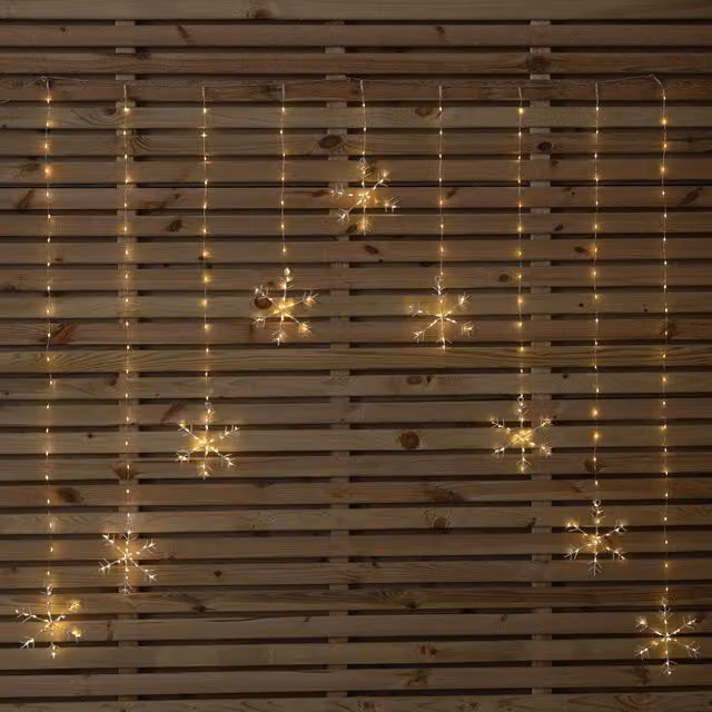 Samuel Alexander Snowflake Pin Wire Christmas Curtain Lights with 339 Warm White LEDs in Beige, W x H: 120 x 120 cm – 1