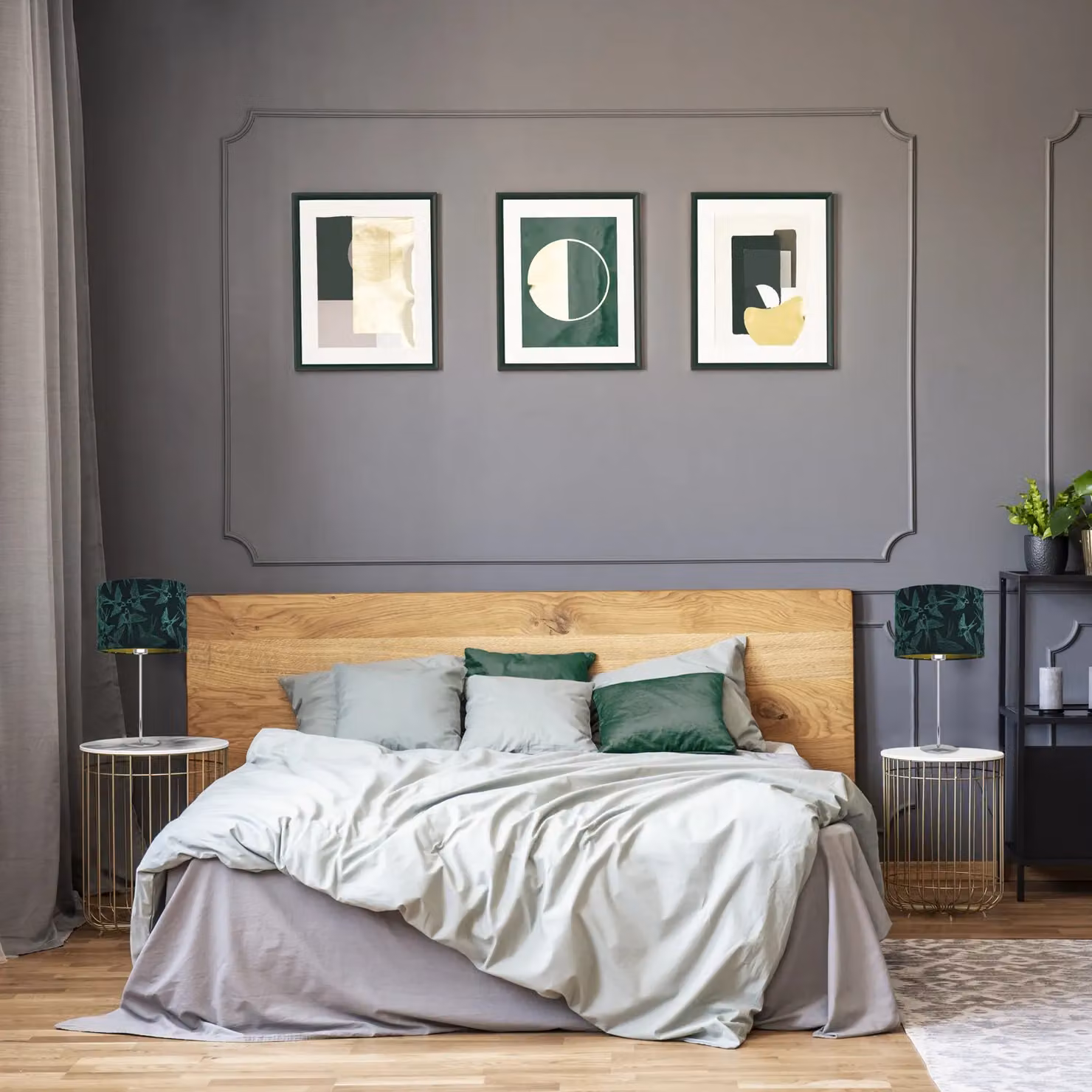 Happy Homewares Bird Decorated Dark Green Velvet Fabric Cylinder Lamp Shade with Inner Cotton Lining, Diameter: 25 cm – 5