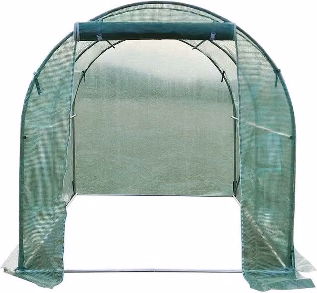 FLAVORA Reinforced Walk In Polytunnel Outdoor Garden Greenhouse with Window, Green, W/D/H: 3 x 2 x 2 m – 1