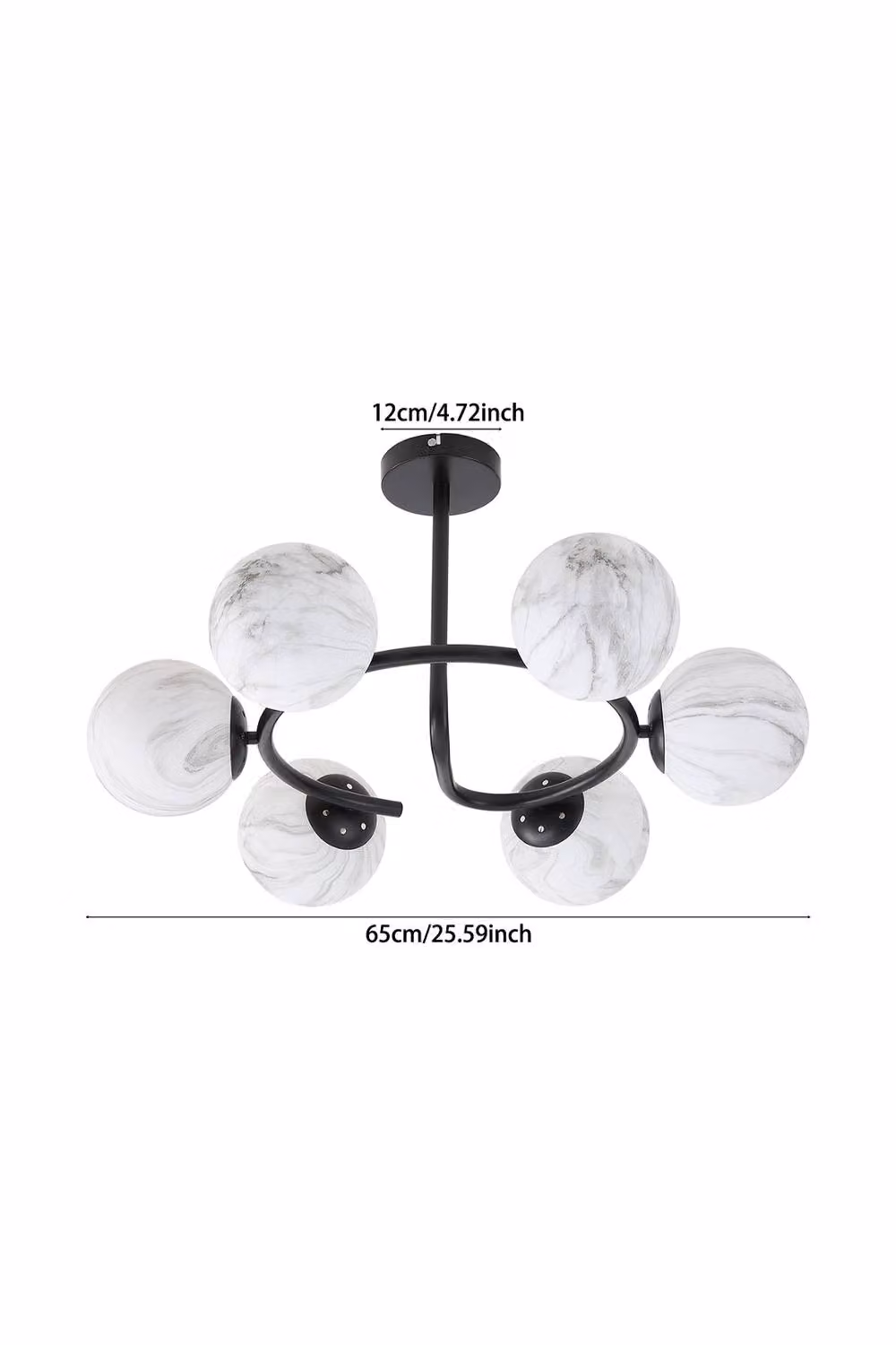 Living and Home Modern Industrial Black and Transparent Glass Sphere Ceiling Light – 3