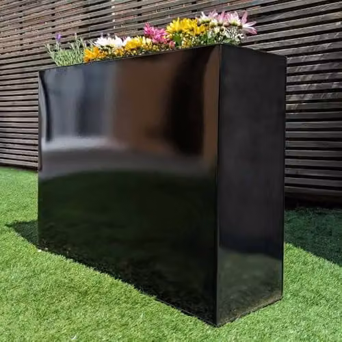 Access Garden Products Galvanised Steel Trough Planter, Black, W: 25 cm, L: 90 cm, H: 60 cm – 1