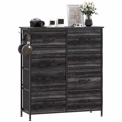 HOMCOM Black Modern Chest of Drawers with 8 Fabric Drawers for your Bedroom – 1