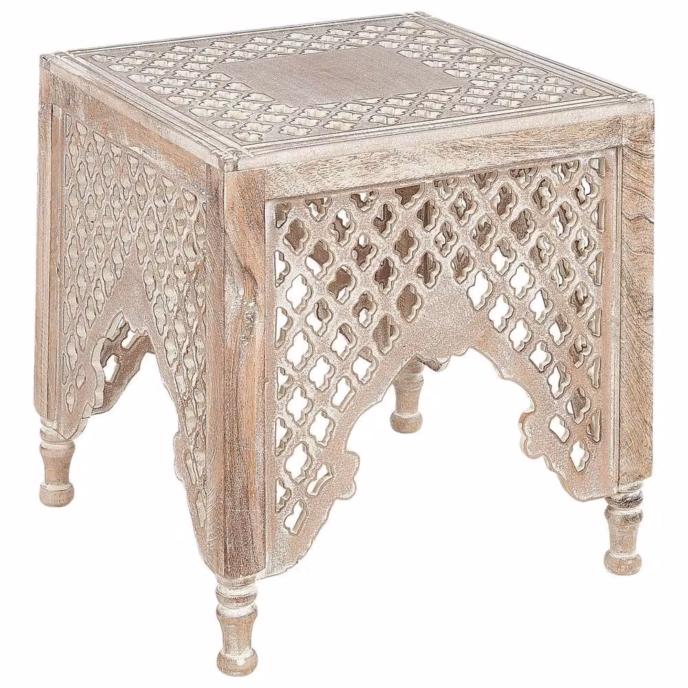 Wyld and Coco Natural Mango Wood Side Table in Brown, W/D/H: 40 x 40 x 40 cm – 2