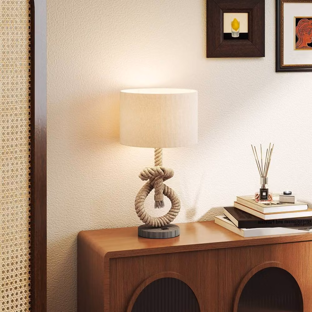 Wyld Haus Releta Nautical LED Table Lamp with USB Charging Port in Beige – 7